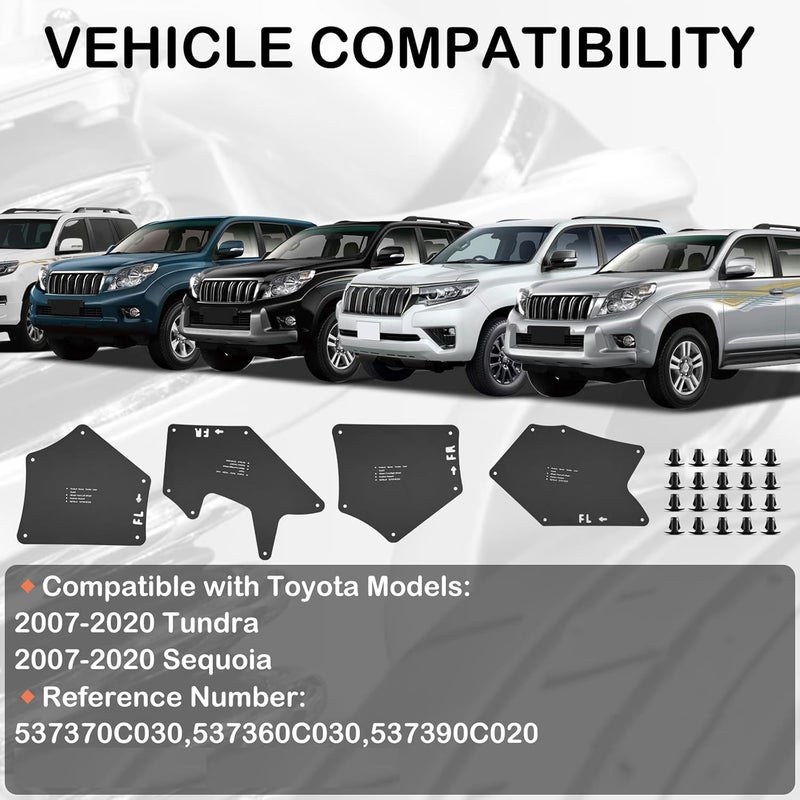 JIANKUN حماية الفندر لسيارة تويوتا تندرا - واقي طين أساسي لفتحات العجلات لتندرا سيكويا 2007-2020، أفضل ملحقات تويوتا تندرا للحماية الفائقة (مع 20 مشبك)، أسود-D - Image 4